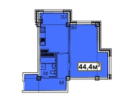 Продается 1-комнатная квартира ЖК Николаевский 2, корпус 1, 44.4  м²