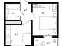 Продается 1-комнатная квартира ЖК 5 элемент Аске, лит 5-11 стр.1, сек.1,2,3,4, 29.2  м², 4412120 рублей