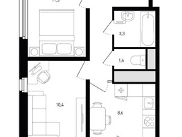 Продается 2-комнатная квартира ЖК Левенцовка Парк, лит 8-11 стр.2, сек.4,5, 44.7  м², 4818660 рублей