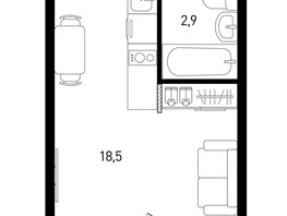 Продается Студия ЖК 5 элемент Аске, лит 5-10 стр.1, сек.1,2,3, 20.7  м², 2896965 рублей