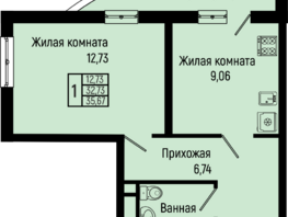 Продается 1-комнатная квартира ЖК Sun Hills Olginka (Сан Хилс Ольгинка), 2, 35.67 м²