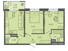 Продается 2-комнатная квартира ЖК Теплые края, литер 7, 48.96  м&sup2;, 5875200 рублей