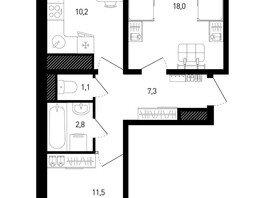 Продается 2-комнатная квартира ЖК 5 элемент Аске, лит 5-10 стр.1, сек.1,2,3, 52.3  м², 5719005 рублей