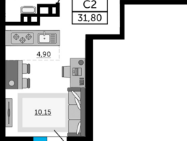 Продается Студия ЖК Донской Арбат 2, литер 1, 31.8  м², 4706400 рублей