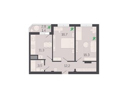 Продается 2-комнатная квартира ЖК Курортный-1, 61.4  м²