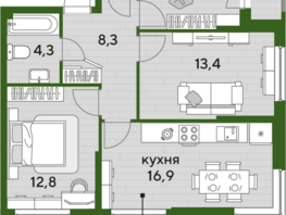 Продается 3-комнатная квартира ЖК DOGMA PARK (Догма парк), литера 19, 70.6 м², 9531000 рублей