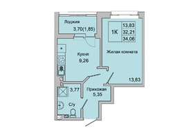 Продается 1-комнатная квартира ЖК Булгаков, дом 11 (секция 6,7), 33.59  м², 3848747 рублей