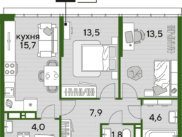 Продается 2-комнатная квартира ЖК DOGMA PARK (Догма парк), литера 18, 61 м², 7970016 рублей