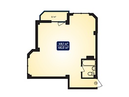 Продается 1-комнатная квартира ЖК Море, корпус 1, 49.1  м², 26268500 рублей