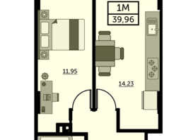 Продается 1-комнатная квартира ЖК Город у реки, литер 8, 39.8  м², 5572000 рублей