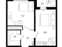 Продается 1-комнатная квартира ЖК 5 элемент Аске, лит 5-11 стр.1, сек.1,2,3,4, 37  м², 5165200 рублей