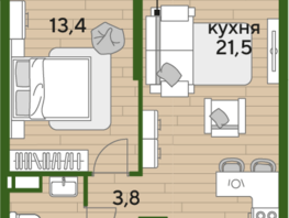 Продается 1-комнатная квартира ЖК DOGMA PARK (Догма парк), литера 16, 42.7 м², 7025944 рублей