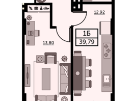 Продается 1-комнатная квартира ЖК Город у реки, литер 7, 38.59  м², 5209650 рублей