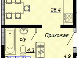 Продается 2-комнатная квартира ЖК Чайные холмы, 53.1  м², 18788500 рублей