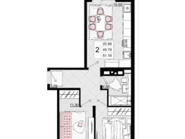 Продается 2-комнатная квартира ЖК Песчаный, литер 1, 51.1  м², 12775000 рублей