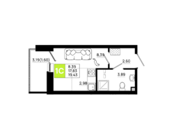 Продается Студия ЖК Октябрь Парк, 6.1, 18.72 м², 2864160 рублей