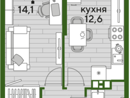 Продается 1-комнатная квартира ЖК DOGMA PARK (Догма парк), литера 16, 37.5 м², 6067425 рублей