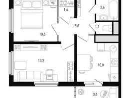 Продается 2-комнатная квартира ЖК 5 элемент Аске, лит 5-11 стр.1, сек.1,2,3,4, 46  м², 6219200 рублей