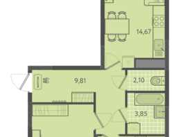 Продается 2-комнатная квартира ЖК Теплые края, литер 7, 57.38  м&sup2;, 6885600 рублей