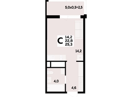 Продается 1-комнатная квартира ЖК МЕГАСИТИ, литера 1.2, 25.3  м², 4394310 рублей