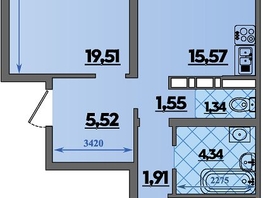 Продается 2-комнатная квартира ЖК Предгорье ЛАГО-НАКИ, литера 2, 64.3 м², 7085860 рублей