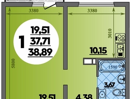 Продается 1-комнатная квартира ЖК Предгорье ЛАГО-НАКИ, литера 2, 38.89 м², 5077919 рублей