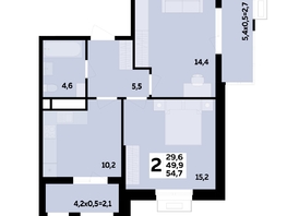 Продается 2-комнатная квартира ЖК МЕГАСИТИ, литера 1.1, 54.7 м², 7929150 рублей