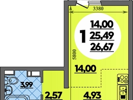 Продается Студия ЖК Предгорье ЛАГО-НАКИ, литера 7, 26.67 м², 3981000 рублей