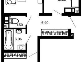 Продается 2-комнатная квартира ЖК Долина, литер 3, 57.86 м², 6943200 рублей