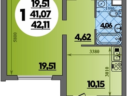 Продается 1-комнатная квартира ЖК Предгорье ЛАГО-НАКИ, литера 8, 42.11 м², 5096000 рублей