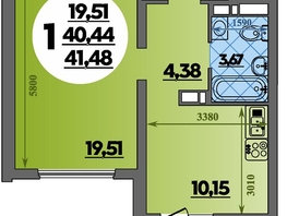 Продается 1-комнатная квартира ЖК Предгорье ЛАГО-НАКИ, литера 8, 41.48 м², 5143999 рублей