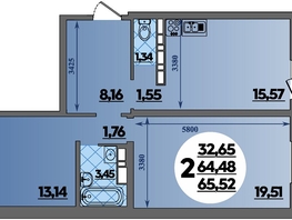 Продается 2-комнатная квартира ЖК Предгорье ЛАГО-НАКИ, литера 8, 65.52 м², 7307999 рублей