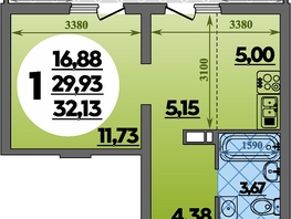 Продается Студия ЖК Предгорье ЛАГО-НАКИ, литера 8, 32.13 м², 4695000 рублей