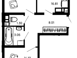 Продается 2-комнатная квартира ЖК Долина, литер 3, 59.62  м&sup2;, 7750600 рублей