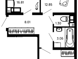 Продается 2-комнатная квартира ЖК Долина, литер 3, 59.6  м&sup2;, 7628800 рублей