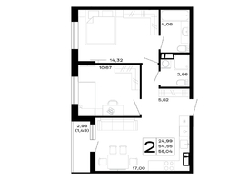 Продается 2-комнатная квартира ЖК Горные высоты, литер 5.1, 56.04  м&sup2;, 7565400 рублей