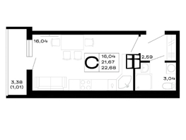 Продается Студия ЖК Горные высоты, литер 5.2, 22.68  м&sup2;, 3764880 рублей