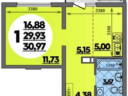 Продается Студия ЖК Предгорье ЛАГО-НАКИ, литера 4, 30.97  м&sup2;, 4797999 рублей