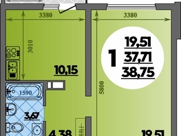 Продается 1-комнатная квартира ЖК Предгорье ЛАГО-НАКИ, литера 4, 38.75  м&sup2;, 5533999 рублей