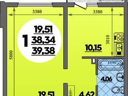 Продается 1-комнатная квартира ЖК Предгорье ЛАГО-НАКИ, литера 4, 39.38  м&sup2;, 5584999 рублей