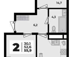 Продается 2-комнатная квартира ЖК Родной дом 2, литер 3, 55.9  м&sup2;, 8663600 рублей