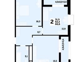 Продается 2-комнатная квартира ЖК Мегасити, литер 1.3, 66.6  м&sup2;, 10181500 рублей