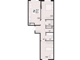 Продается 2-комнатная квартира ЖК Мегасити, литер 2.1, 65.5  м&sup2;, 9981000 рублей