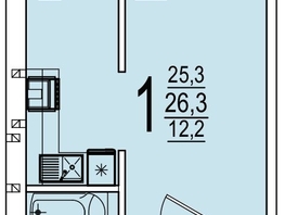 Продается 1-комнатная квартира ЖК Дарград, литера 38, 26.3  м&sup2;, 4276150 рублей