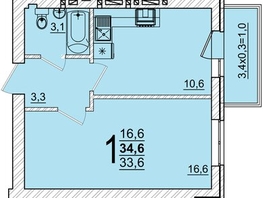 Продается 1-комнатная квартира ЖК Дарград, литера 41, 34.7  м&sup2;, 4985500 рублей