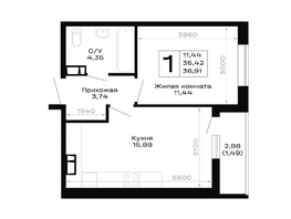 Продается 1-комнатная квартира ЖК Горные высоты, литер 5.2, 36.91  м&sup2;, 5757960 рублей