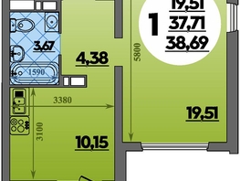 Продается 1-комнатная квартира ЖК Предгорье ЛАГО-НАКИ, литер 8, 38.75  м&sup2;, 5515750 рублей