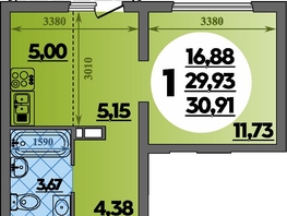 Продается Студия ЖК Предгорье ЛАГО-НАКИ, литер 8, 30.91  м&sup2;, 4704502 рублей