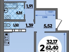 Продается 2-комнатная квартира ЖК Предгорье ЛАГО-НАКИ, литер 4, 64.04  м&sup2;, 7332999 рублей