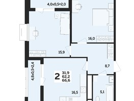 Продается 2-комнатная квартира ЖК МЕГАСИТИ, литера 1.1, 66.6  м², 7442600 рублей
